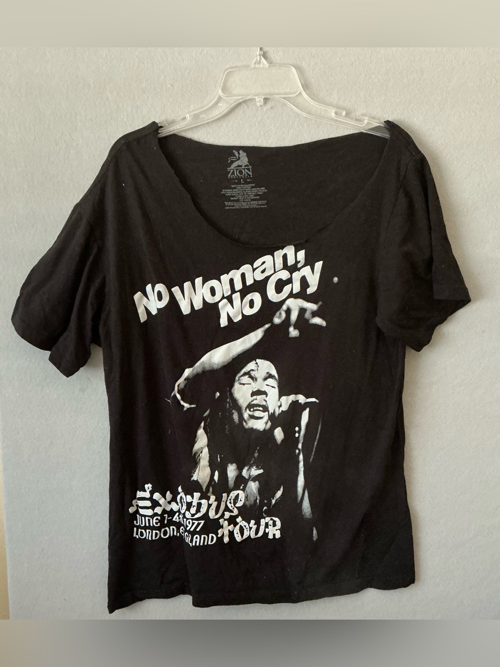 Bob Marley Shirt L No Woman No Cry Exodus Tour London 1977 Zion Rootswear Black